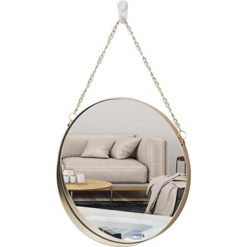Metal iron bathroom mirror bathroom wall hanging mirror red dressing mirror fitting mirror round mirror