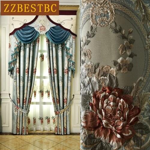 ZZBESTBC European and American modern new villa luxury finished curtains for bedroom kitchen curtains for living room luxury