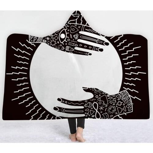 3D Digital Print religion and Christmas Hooded Blanket Purple Sherpa Fleece Butterfly Bohemian Wearable Throw Blanket Microfiber