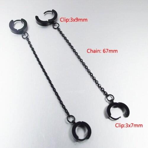 2Pcs Hip hop Punk Fashion Stainless Steel Double Hole Punk Long Earring Tassels Chain Earrings Stud Body Piercing Jewelry