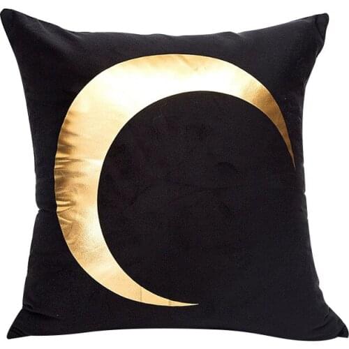 Super Soft Gold Foiled Pillow Covers for Sofa Bed Custom Black Cushion Cover Bronzing Pillowcases Home Decor