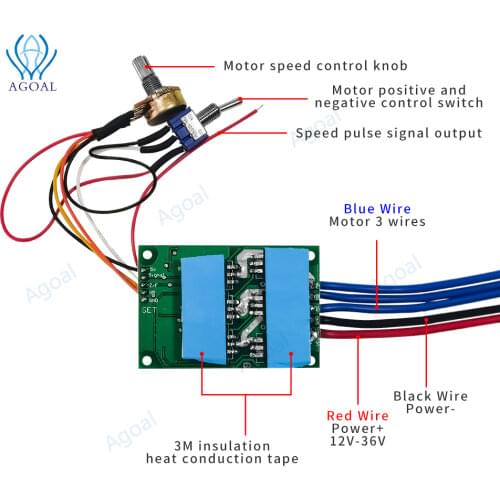 DC 12-36V 500W 20A BLDC Three-Phase Brushless No Hall Motor Controller Brushless Sensor Motor Driver Speed control