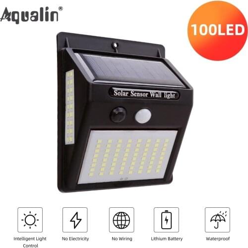 Solar Power Light Outdoor 100 LED PIR Motion Sensor Wall Light Street Security Lamp For Garden Decoration Waterproof SY40003
