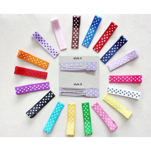 Hair Accessories polka dot hair clip Ribbon Covered Duckbill Single Prong Alligator Hairpin for Girl bows flower 6pcs FJ3225