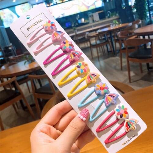 10 Pcs/set Korean Sweet Girl Simple Beautiful Colorful Fruit Flower BB Clip Fashion Children Princess Hairpins Hair Accessories