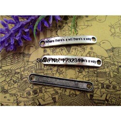 10 PCs - Where there is a will, there is a way, Message Connector, silver Accessories, DIY Supplies, Making Findings, 45*7mm
