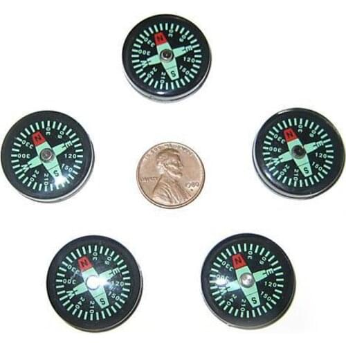 5 Small 25mm pocket survival scout button compasses