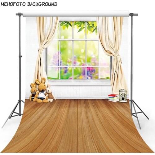 5x7 Photography Background Yellow Curtains Windows Photography Backdrops Wood Floor Baby Photo Shoot Custom Studio Background