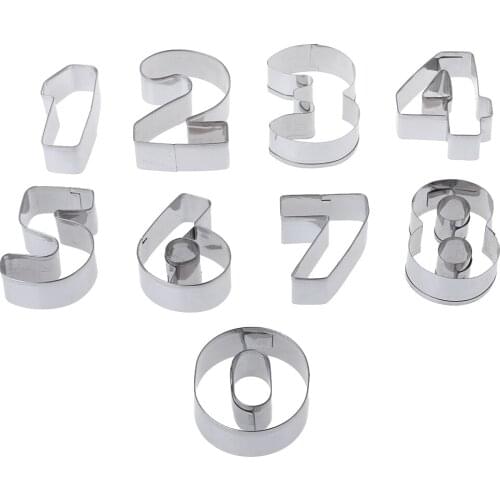 9 Pcs Stainless Steel Numbers Cookie Stencil Biscuit Cutter Tool Set Baking Mode
