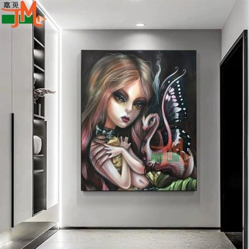 5D DIY Diamond Painting Full Round Drill Embroidery Fantasy Fairy Girl And Dragon Picture Mosaic Cross Stitch Decor Kids Gifts