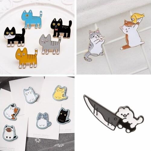 Cartoon Cat Brooch Enamel Pin Fashion Badges Environmentally Friendly Alloy Soft Pin Bag Clothes Accessories Jewelry