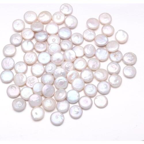 High Quality Natural Freshwater Cultured Button Pearl White Beads For Necklace Jewelry Making DIY Accessories