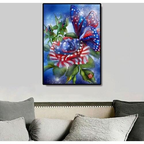 Flower Rose Butterfly Full Round DIY Diamond Painting Embroidery Crosses Stitch Home Room Wall Decor Embroidery Craft Gift Paint