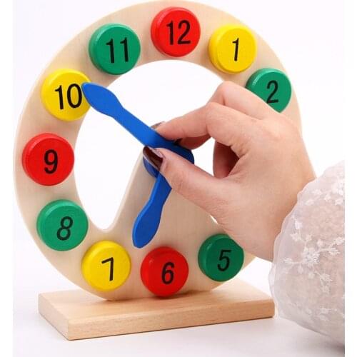 Baby Wooden Montessori digital clock alarm calendar cognition Wood learning early childhood intelligence toy calendar clock