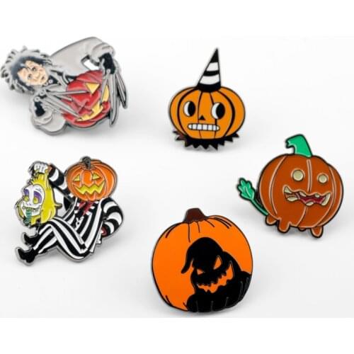 Halloween Pumkin Style Enamel Pin Clothes Shirt Jeans Brooch Badge Charm Pins Metal Brooches for Women Men