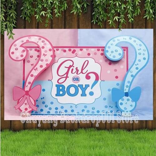 Gender Reveal Photo Backdrop Boy Or Girls Newborn Baby Party Photography Background He Or She Decoration Photocalls Banner