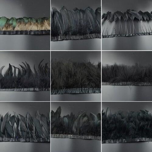 Arts Sewing DIY Fabric Lace Handmade Skirt Accessories Black Feather Selvage Cloth Strip 2M/lot