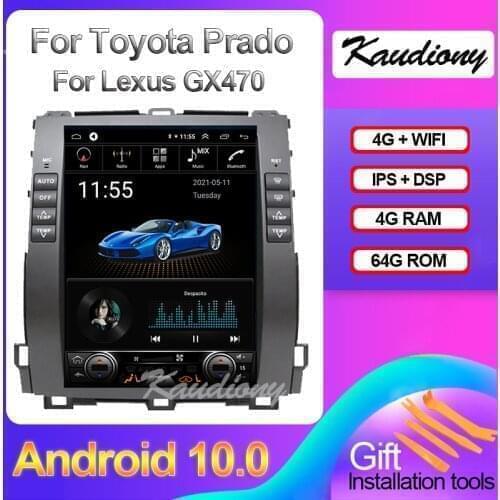 Kaudiony 10.4" Android 10.0 For For Toyota Prado Lexus GX470 Car Radio Multimedia Player Auto GPS Navigation 4G Stereo 2002-2009