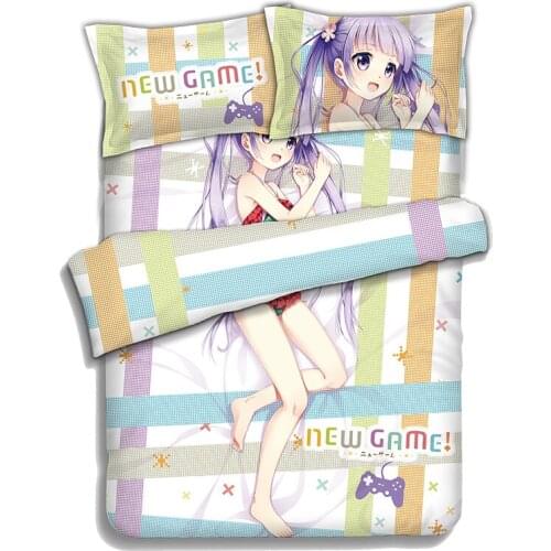 New Anime Cartoon New Game SUZUKAZE AOBA Quilt Cover Soft Printed Bedding Set With Pillow Cases Bed Sheet Duvet Cover Set