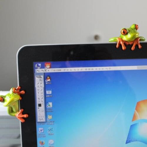 Resin Creative Lovely 3D Green Frog Figurine Home Office Desk Computer Decoration Crafts