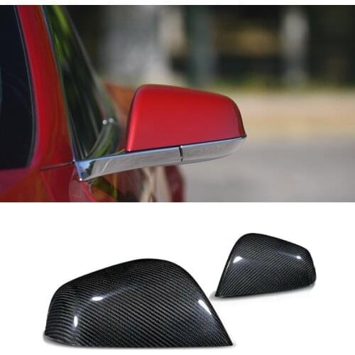 Glossly black Matte Black Carbon Fiber Side Mirror Covers Cap Fit For Tesla Model S 2012-2018 Add-on Style