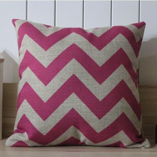 LINKWELL 45*45cm Pink Geometry Geometric Zig Zag Chevron Style Burlap Pillowcase Pillow Cover
