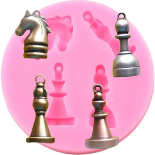 International Chess King Queen Knight Silicone Mold Fondant Chocolate Candy Polymer Clay Moulds DIY Party Cake Decorating Tools