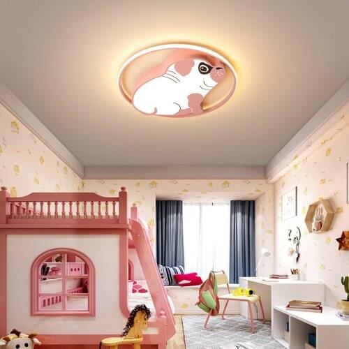 Cartoon ceiling lights for kids bedroom decor pink pig luci led ceiling light girl boy children room lamp nursery plafonniers