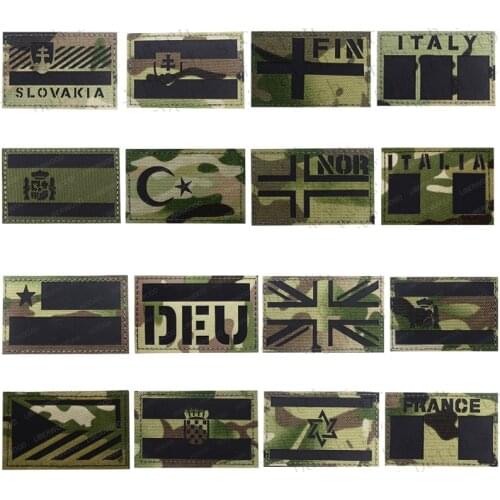 France Spain America Russia UK Multicam Flag Patch Badge IR Infrared Military Reflective Stickers Patches for Clothing Jacket