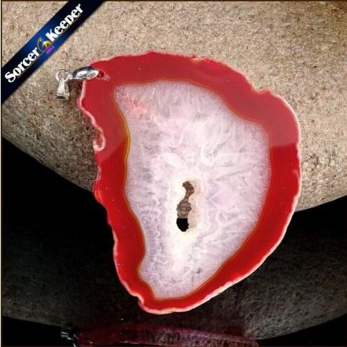 Natural Gem Stone Jewelry Multi-color Rough Art Botswana Agates Slice Beads Pendant Necklace New Trendy Gift for mens WS280