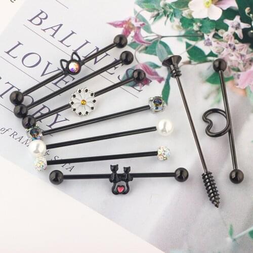 Nonallergenic Earrings Barbell Industrial Stainless Steel Body Piercing