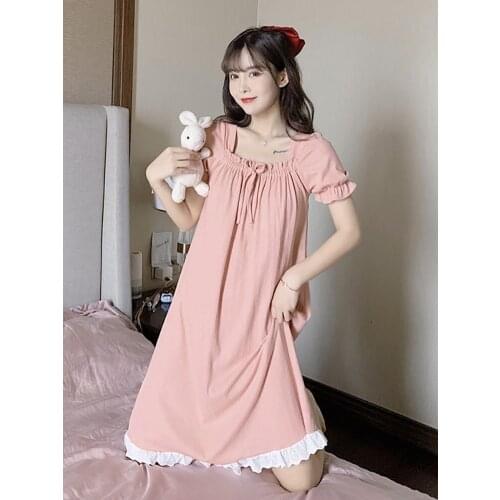 2021 New Sweet Princess Style Can Wear Short Sleeve Nightdress Women, Home Clothes, Best Friend Suit