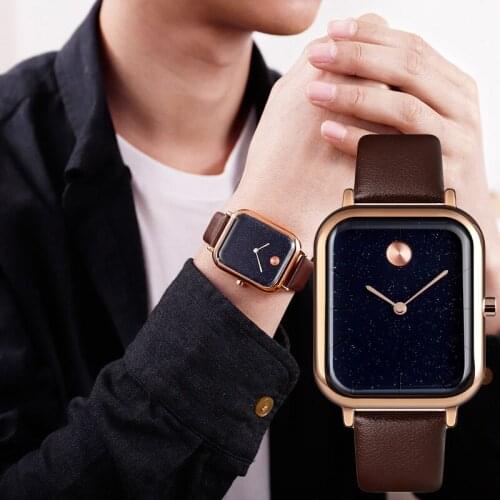 Couple Quartz Watch Innovative Starry Sky Rectangular Dial Men Women Wrist Watch d88