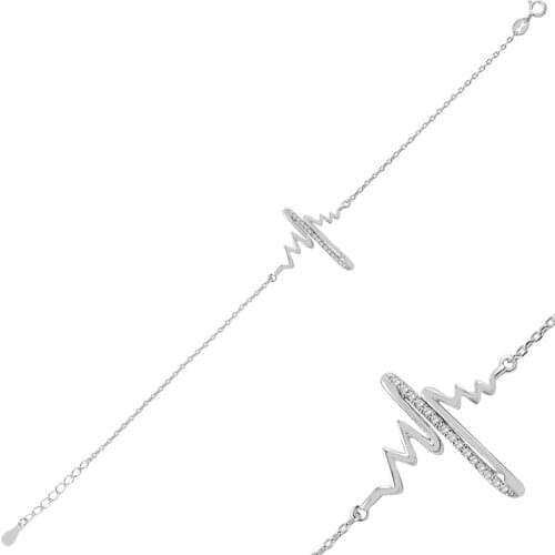 Silver 925 Sterling Zircon Cubic Zirconia Heart Ritmi Bracelet