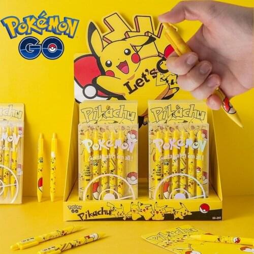 6pcs Pokemon Pikachu Ballpoint Pen Student Press Black Refill 0.5mm Anime Cute Gel Pen School Stationery Office Writing Pen