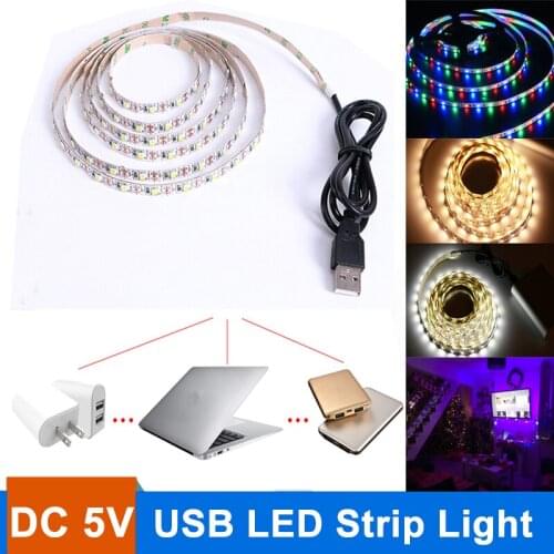 5V USB Power LED Strip light Tira Led RGB /White/Warm White TV Background Lighting Kit 1m 2m 3m 5m LED 2835 SMD Decorative Light
