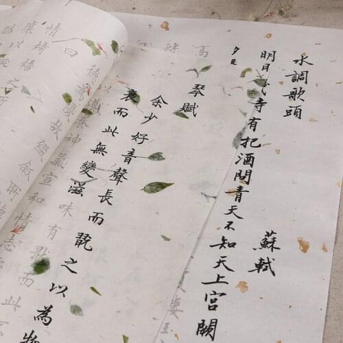 Poem & Poetry Copybook Small Regular Secript Calligraphy Flowers Spotted Gold Half Ripe Rice Paper Writing Brush Practice