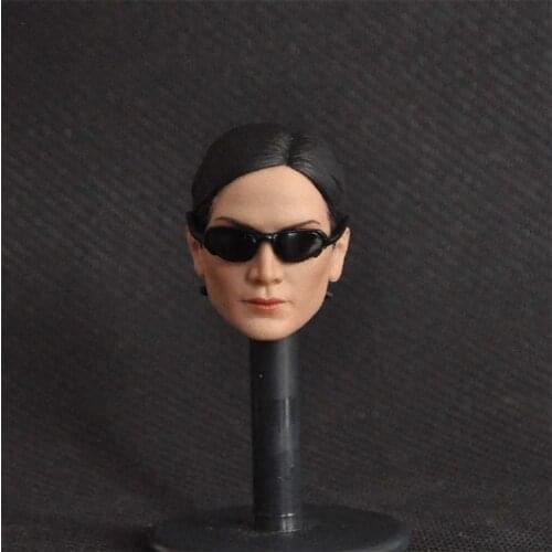 In Stock MC003 1/6 Female Agent The Matrix Trinity Head Sculpt with Glasses For 12" Female Figure Body