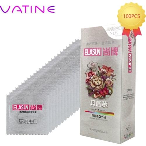 VATINE 100 Pcs/Box Sex Products Contraception Device Ultra Thin Condoms Sex Tools for Men Natural Latex Condoms for Men