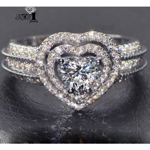 YaYI Jewelry Princess Cut 4.7 CT White Zircon Silver Color Engagement Rings wedding Heart Rings Girls Party Rings Gifts