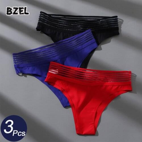 BZEL 3Pcs/lot Sexy Panties Women Sport G-String Hollow Out Woman Hollow Out Thongs Low Waist Underwear Lady Lingerie Solid Pants