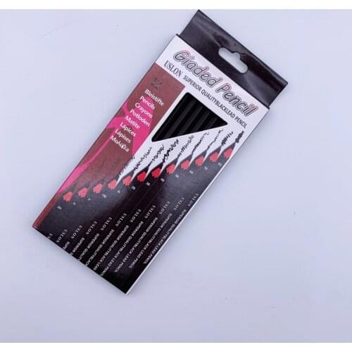 12Pcs/set Pencils set Professional Sketch and Drawing Writing Pencil school Stationery Supplies 2B 3B 4B 5B 6B 7B 8B 2H HB H F B