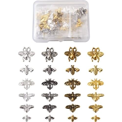 120pcs Mixed Color Bees Alloy Cabochons For DIY Epoxy Resin Pressed Flower DIY Jewelry Making Nail Art Decoration Accessories
