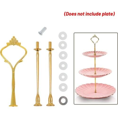 2/3 Tier Cake Plate Stand Cupcake Fittings Silver Golden Wedding Party No Plate Bakeware Tools Cake Pan Stand Kitchen Decor