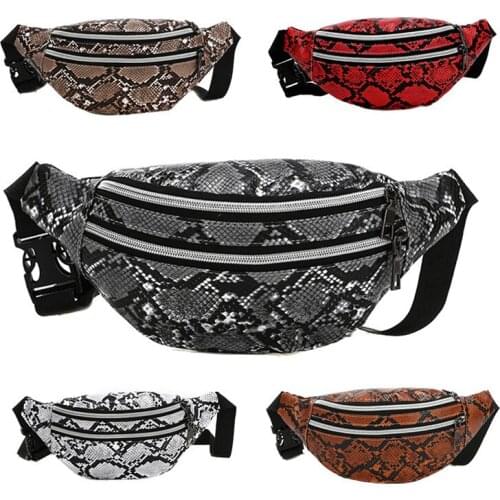 2020 New Serpentine Waist Bag Women Fashion PU Leather High capacity Fanny Pack Travel 3-layer zipper phone Storage Belt Bag