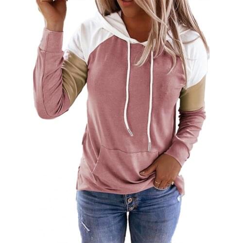 2021 Hoodies oversized Lady Casual Loose Long Sleeve Color Block Hoodie with Pocket Pullover Sweatshirt Woman Clothing 3XL