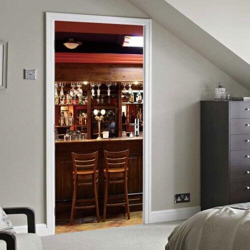 Colomac 3d wall door sticker self-adhesive european restaurant door stickers renovation creative bedroom decoration accessories