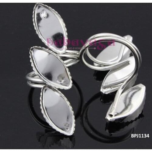 8x17mm 3 Lucky Leaves Blank Base Adjustable Ring Settings Jewelry Findings
