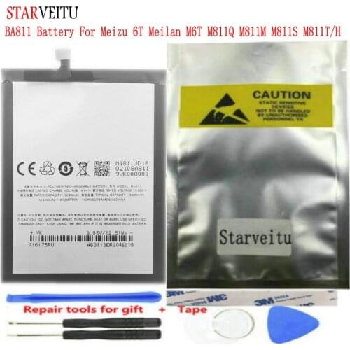 STARVEITU BA811 Battery for Meizu 6T Meilan M6T M811Q M811M M811S M811T/H Bateria Rechargeable Li-polymer Batteries Repair Tools