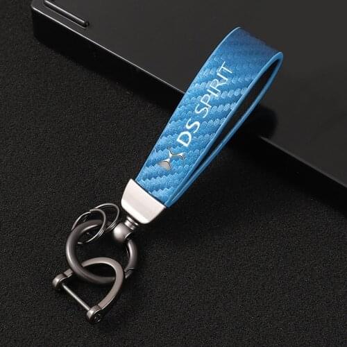 Car Accessories High-Grade Leather Car KeyChain 360 Degree Rotating Horseshoe Key Rings